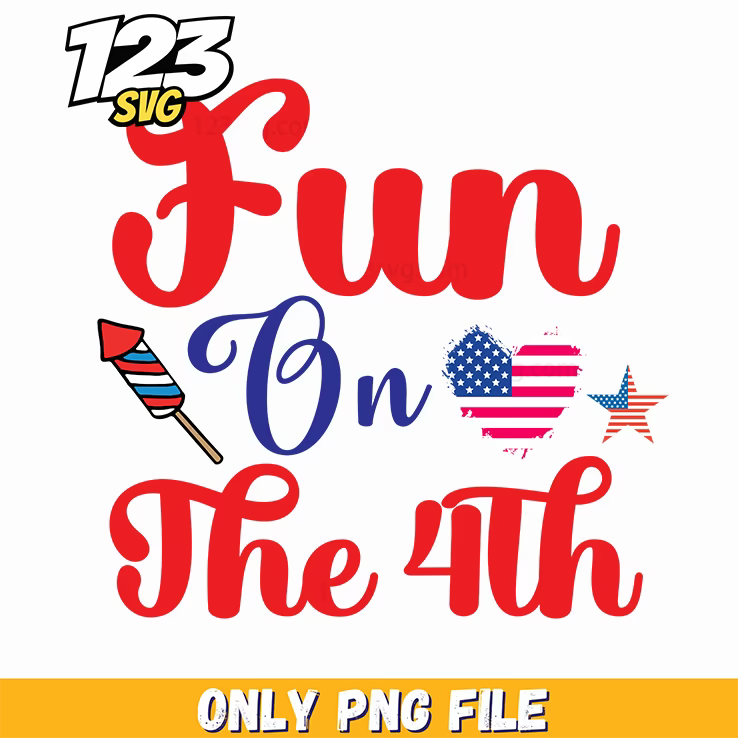 fun on the 4th rocket heart flag stars png, rocket flag heart png, heart flag rocket stars 4th of july - 123SVG Store