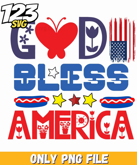 god bless america butterfly us flag png, american flag butterfly png, butterfly american flag clipart - 123SVG Store