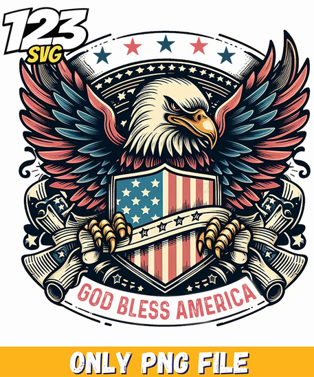 god bless america eagle shield png, inspirational easter png art print, easter day png - 123SVG Store