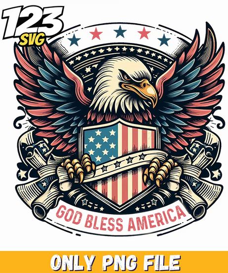 god bless america eagle shield png, inspirational easter png art print, easter day png - 123SVG Store