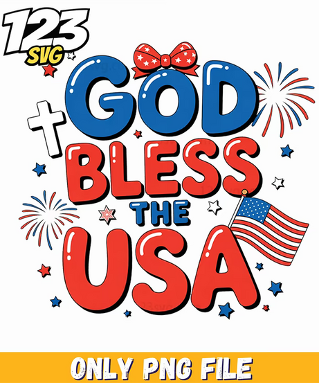 god bless the usa flag graphic png, 4th july svg, usa flag graphic png - 123SVG Store
