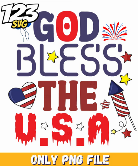 god bless the usa rocket fireworks stars png, usa fireworks rockets and stars, fireworks rockets and american stars - 123SVG Store