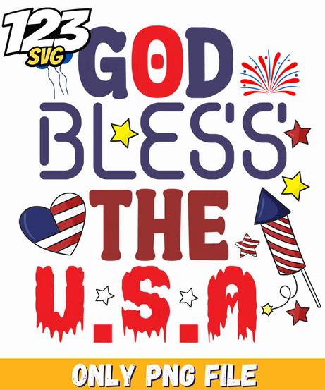 god bless the usa rocket fireworks stars png, usa fireworks rockets and stars, fireworks rockets and american stars - 123SVG Store