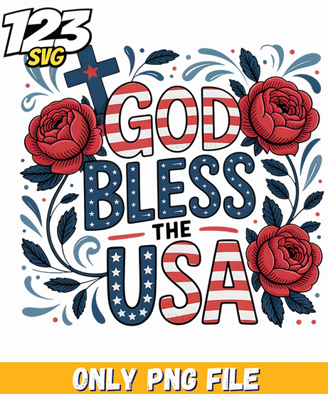 god bless the usa stars png, american flag digital download, 4th july png - 123SVG Store
