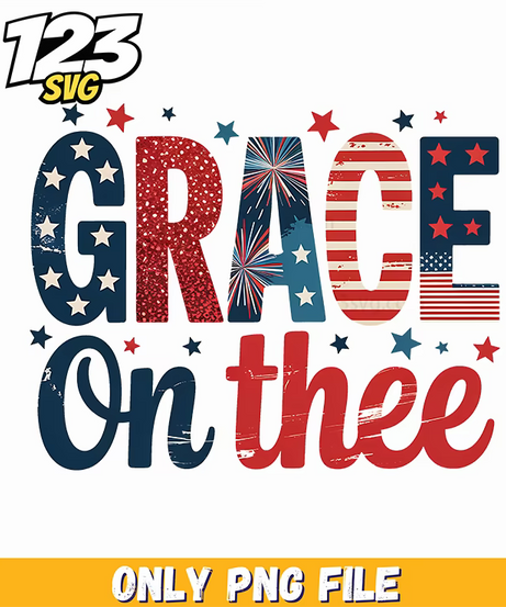 grace on thee patriotic vintage text png, vintage png, vintage cartoon png - 123SVG Store
