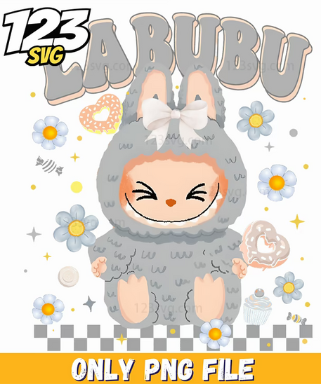 gray labubu png, labubu png, labubu character png - 123SVG Store