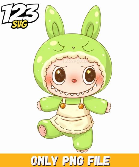 green baby bunny labubu png, adorable green baby bunny, cute green baby bunny - 123SVG Store