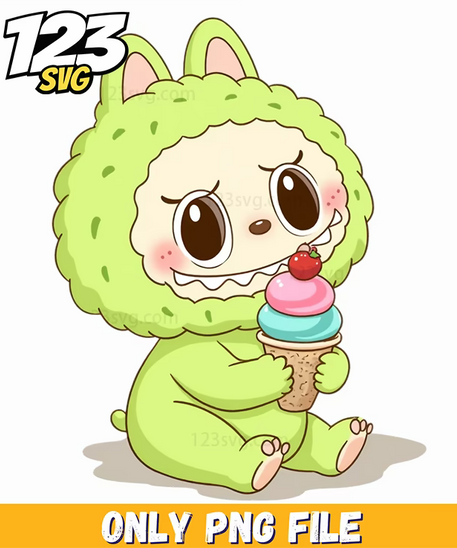 green baby labubu png, labubu png, baby labubu clipart - 123SVG Store