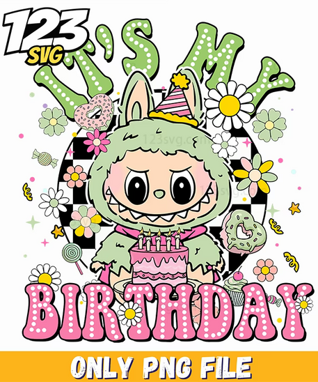 green birthday labubu png funny, labubu birthday funny images, labubu birthday funny pictures - 123SVG Store