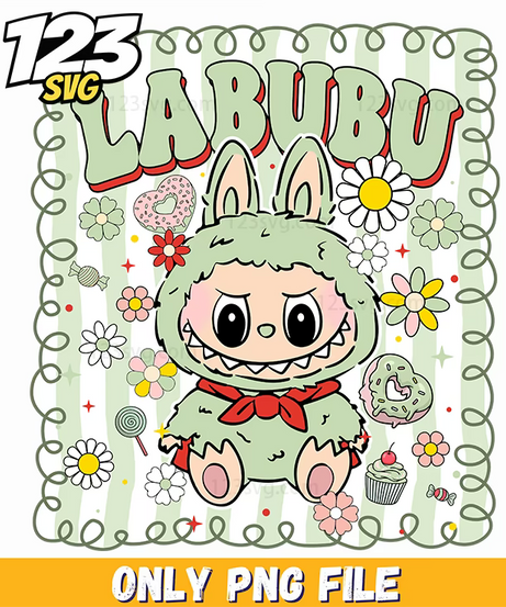 green christmas labubu art png, labubu art xmas, labubu xmas artwork - 123SVG Store