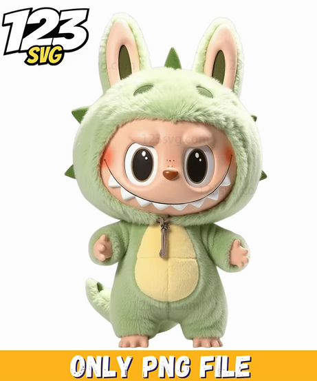 green dinosaur bunny labubu png, dinosaur bunny lab, labubu bunny dinosaur - 123SVG Store