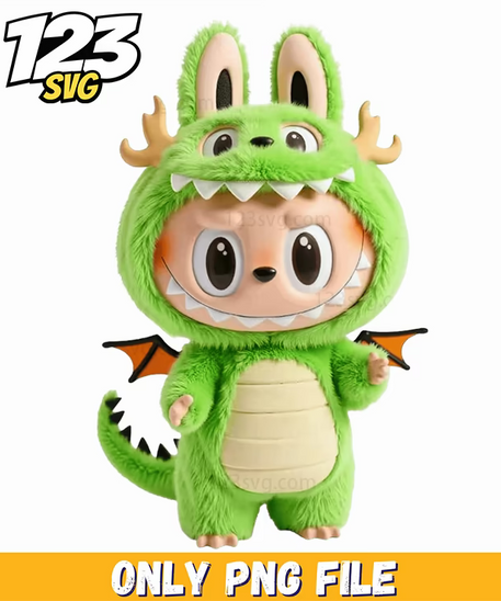 green dinosaur labubu png, dinosaur labubu png, labubu dinosaur png - 123SVG Store