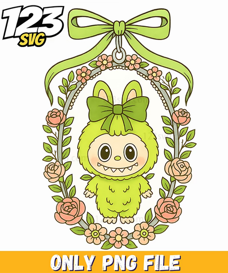 green floral bunny frame png, bunny frame png, floral bunny png frame - 123SVG Store