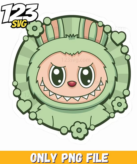 green floral frame labubu png, labubu floral frames png, labubu png floral frame - 123SVG Store