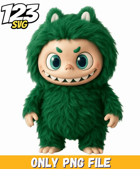 green fuzzy labubu png, labubu png, labubu cute png - 123SVG Store