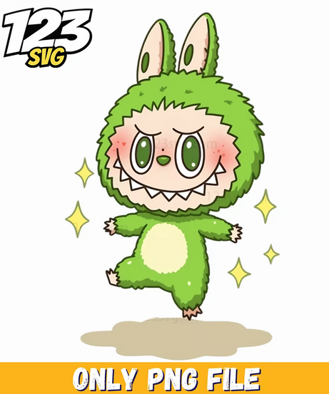 green sparkle labubu png, labubu png, labubu png - 123SVG Store