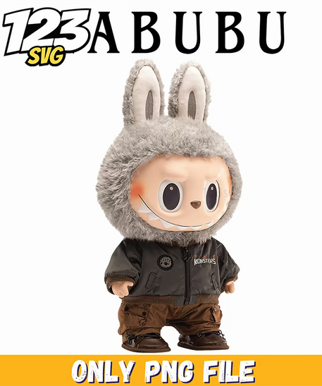 grey labubu plush png, labubu plush png, labubu plush toy png - 123SVG Store