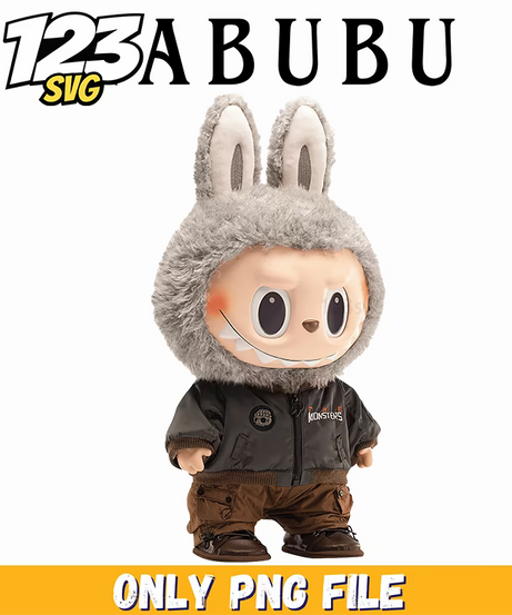 grey labubu plush png, labubu plush png, labubu plush toy png - 123SVG Store