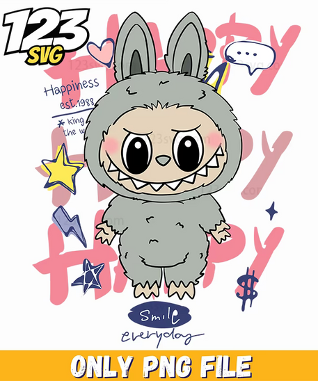 grey monster labubu png, labubu cartoon png, cute labubu png - 123SVG Store
