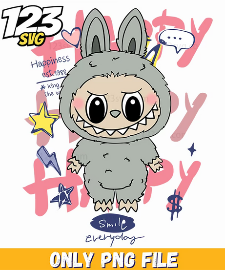 grey monster labubu png, labubu cartoon png, cute labubu png - 123SVG Store