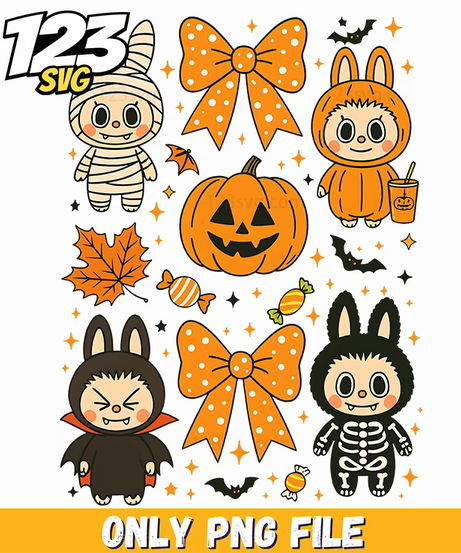 halloween bow bunny png, spooky cute bunny png, bunny halloween png clipart - 123SVG Store