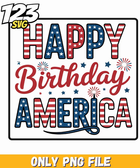 happy birthday america distressed typography png, happy birthday america distressed, america distressed typography - 123SVG Store