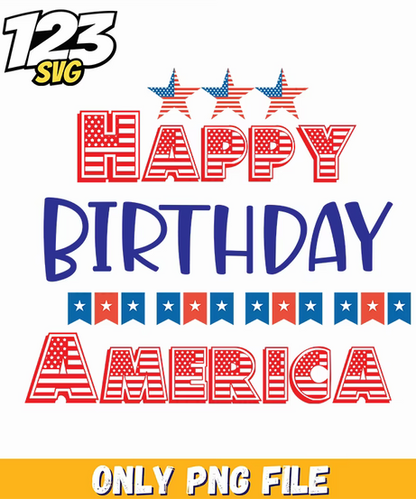 happy birthday america stars bunting png, america stars and stripes bunting, happy birthday america bunting stars - 123SVG Store