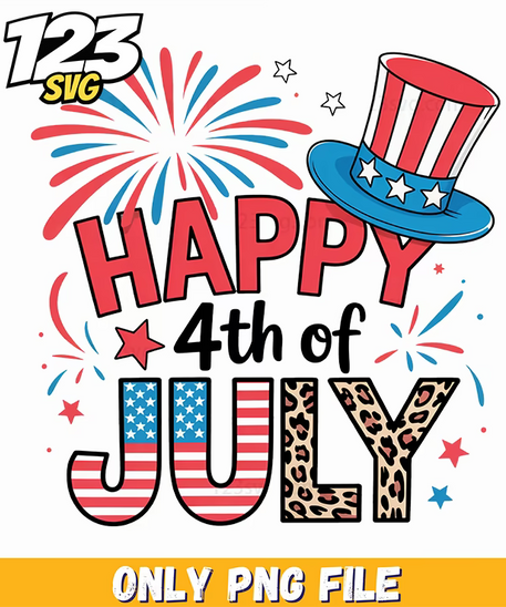 happy fourth of july firework hat png, 4th of july png, fourth of july png - 123SVG Store