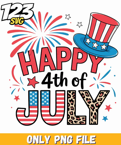 happy fourth of july firework hat png, 4th of july png, fourth of july png - 123SVG Store