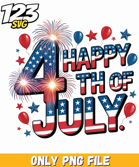 happy fourth of july fireworks balloon graphic png, patriotic pickle png, 4th of july png - 123SVG Store