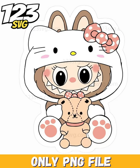 hello kitty bunny labubu png, labubu cute anime png, labubu bunny anime png - 123SVG Store