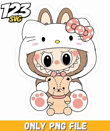 hello kitty bunny labubu png, labubu cute anime png, labubu bunny anime png - 123SVG Store