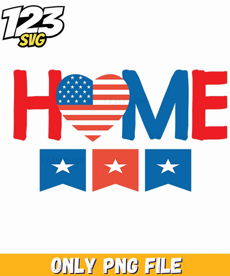 home heart stars bunting png, patriotic bunting home decor, home bunting garland string lights - 123SVG Store
