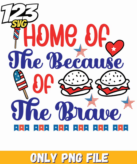 home of the because of the brave popsicle hamburgers stars bunting png, popsicle hamburger stars bunting, hamburger stars bunting - 123SVG Store