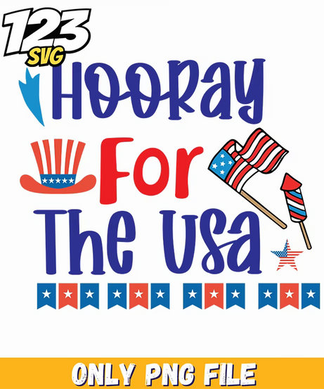 hooray for the usa uncle sam hat flags rocket bunting png, 4th of july uncle sam hat, usa uncle sam hat with rockets - 123SVG Store