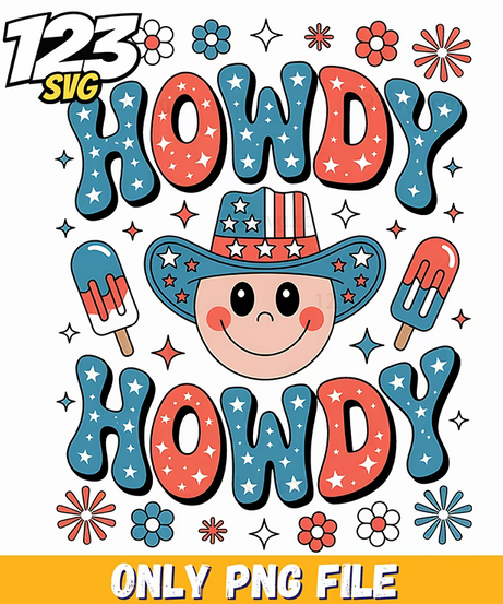 howdy howdy cowboy hat popcorn png, easter cowboy hat, easter cowboy egg - 123SVG Store