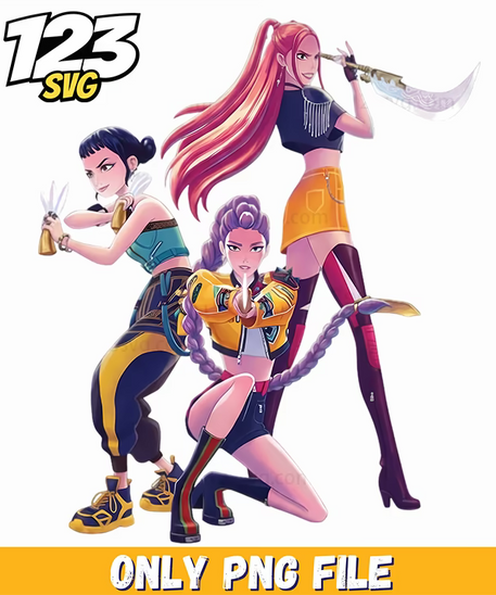 huntrix girls team png, kpop hero png, love fighter aesthetic png - 123SVG Store