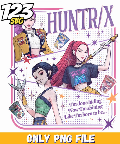 huntrix illustration png, kpop demon hunters png, kpop band manhwa png - 123SVG Store