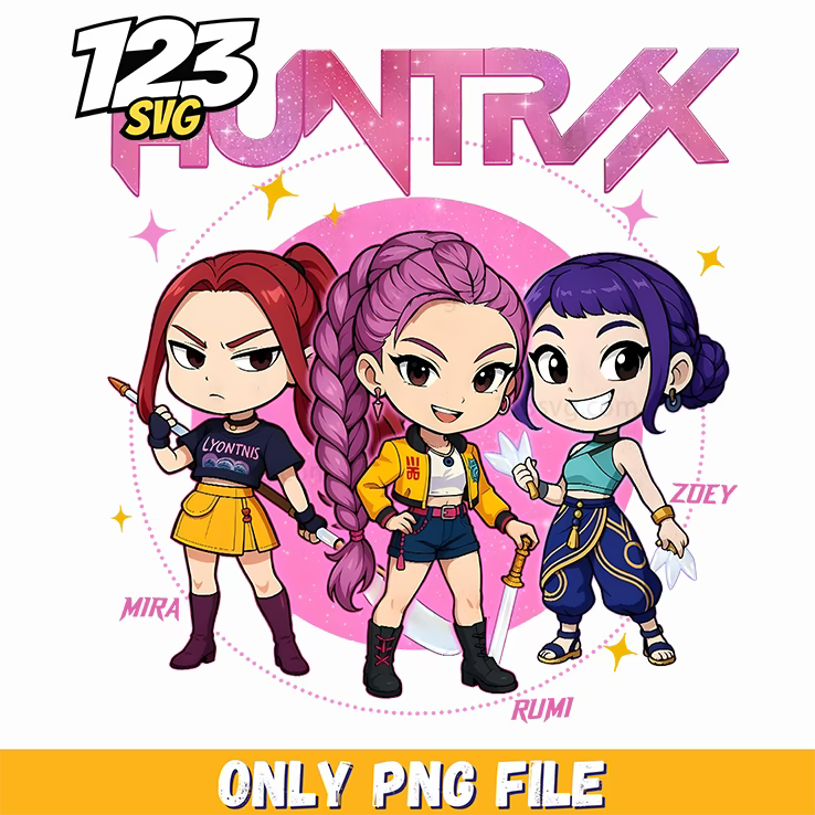 huntrix rumi mira zoey png, kpop hero team png, kpop band manhwa ... - 123SVG Store