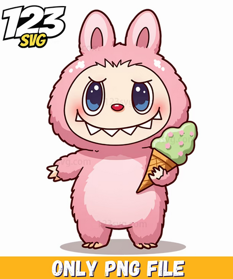 ice cream bunny labubu png, labubu png free, labubu bunny png - 123SVG Store