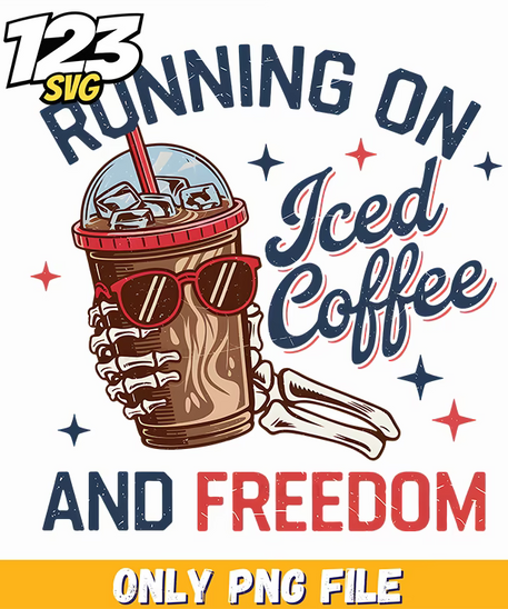 iced coffee and freedom usa png, iced coffee cheetah leopard png, coffee latte png - 123SVG Store