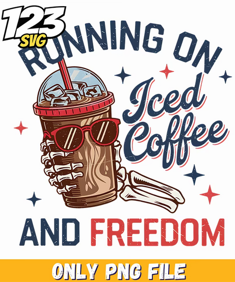 iced coffee and freedom usa png, iced coffee cheetah leopard png, coffee latte png - 123SVG Store