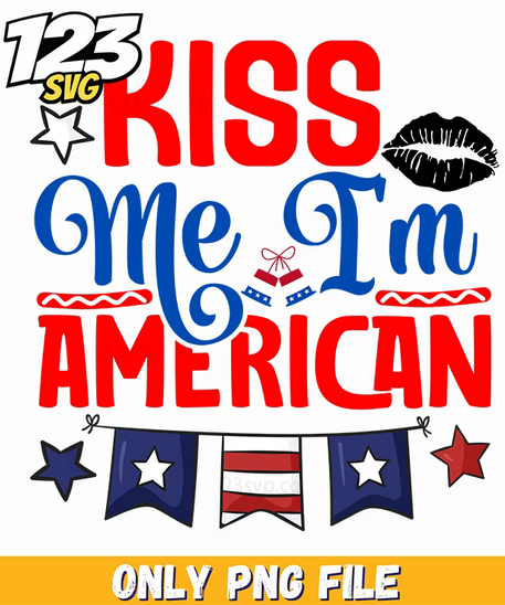 kiss me im american lips bunting png, american lips bunting, american lips flag bunting - 123SVG Store