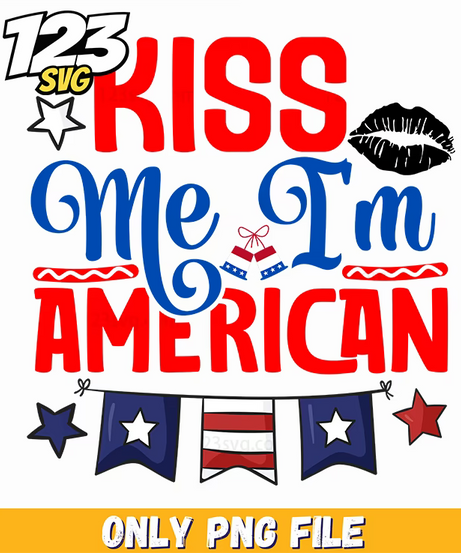 kiss me im american lips bunting png, american lips bunting, american lips flag bunting - 123SVG Store