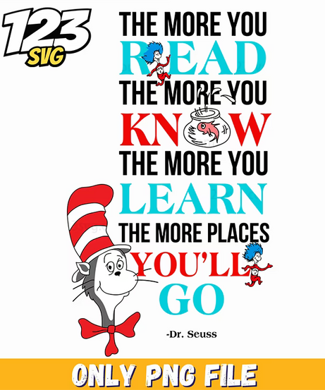 know read learn places go dr seuss png, oh the places you'll go png, places you'll go - 123SVG Store