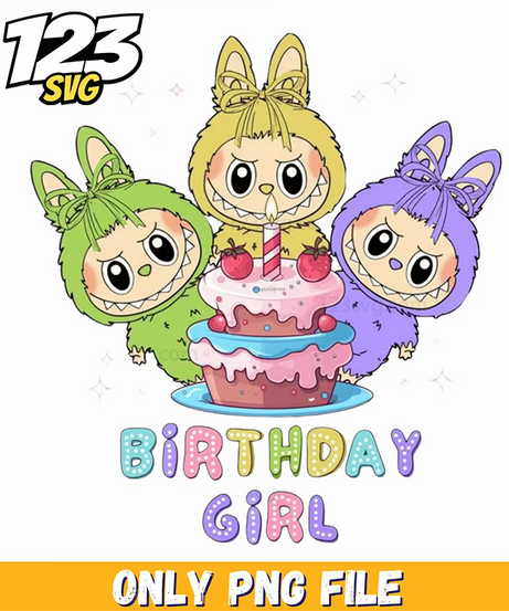 labubu birthday cake party png, happy birthday labubu cake, labubu birthday cake design - 123SVG Store