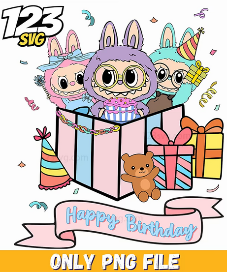 labubu birthday gift box png, labubu birthday gift box, labubu gift box png - 123SVG Store