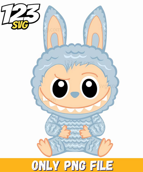 labubu blue plush bunny png, blue plush bunny, blue plush toy bunny - 123SVG Store