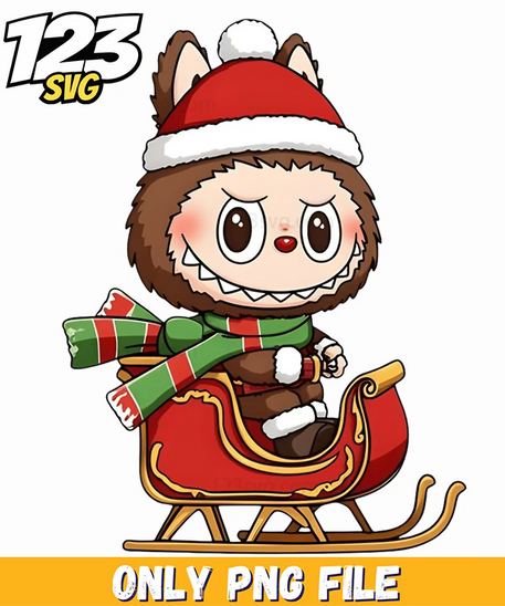labubu christmas sleigh png, labubu png, labubu christmas png - 123SVG Store