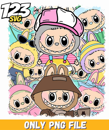 labubu collage png, labubu png, labubu transparent png - 123SVG Store